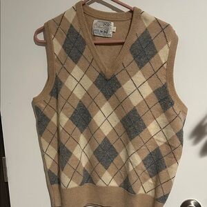 Men's Argyle Sweater Vest - Beige and Gray